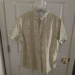 Mens SS button down shirt lemon print sz large